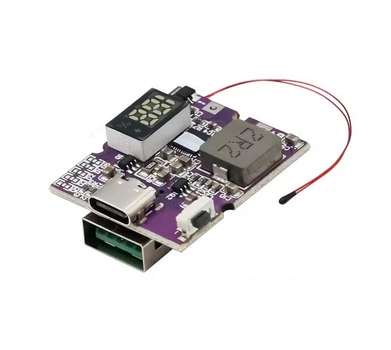 Плата для повербанку 1×USB-A, 1×USB-C, 22.5W, LED-дисплей, підтримка PD/QC 3.0/2.0, для Li-ion/Li-pol акумуляторів