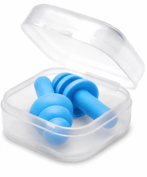 Беруши универсальные для плавания и от шума в пластиковом футляре Earplugs Blue (голубой)