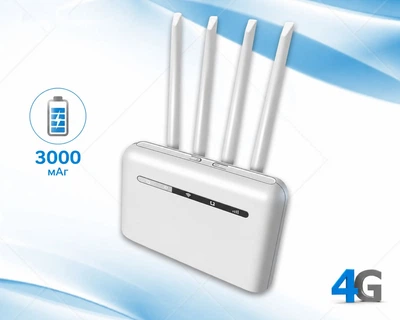 4G LTE роутер rCR4L4 с Wi-Fi 6, WAN, 3 LAN и аккумулятором 3000 мАч