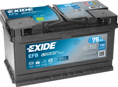 Акумулятор Exide Start-Stop EFB 12В 75Аг 730А (EN) EL752 R+