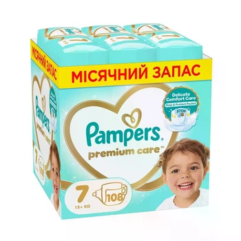 Подгузники Pampers Premium Care размер 7 (15+ кг) 108 шт