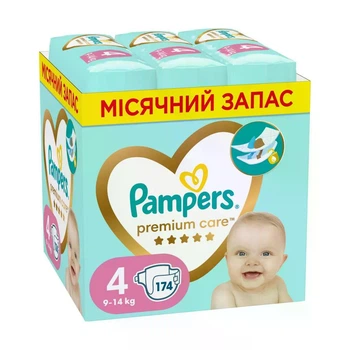 Подгузники Pampers Premium Care размер 4 (9-14 кг) 174 шт