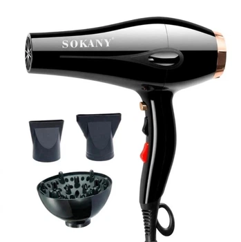 Фен для волос с диффузором и концентратором Sokany SK-2213 2600 Вт для укладки и сушки волос Черный