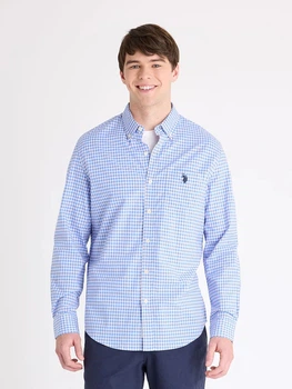 Рубашка хлопковая мужская U.S. Polo Assn 11H0381-X500A(Pink Moon) M Голубая (786662593356)