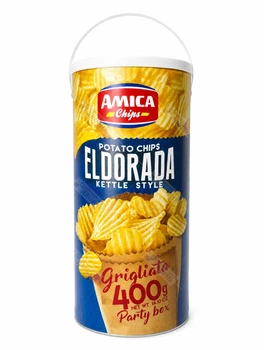 Чипсы картофельные волнистые Amica снеки рифленые гиганская упаковка тубус Eldorado 400 г