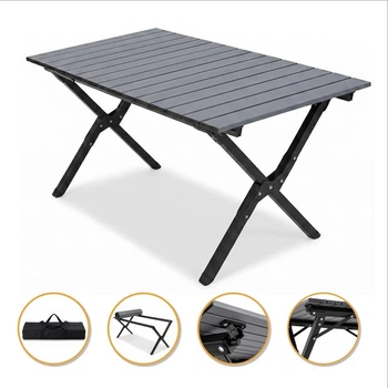 Раскладной туристический стол LEOBRO Camp Black L 90×60×45 см с прочным стальным каркасом для отдыха, рыбалки или похода Черный
