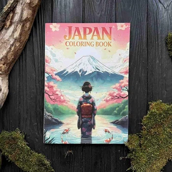 Раскраска в японском стиле Anime Coloring Book с самураями и японскими пейзажами
