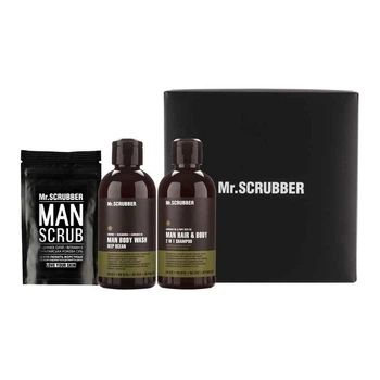 Набор косметики для мужчин Mr.SCRUBBER New Man Basic: Шампунь Mr.SCRUBBER Man Hair & Body 2 in 1 Shampoo 250 мл + Гель для душа Mr.SCRUBBER Man Body Wash Deep Ocean 250 мл + Скраб для тела Mr.SCRUBBER Man Scrub 100 г