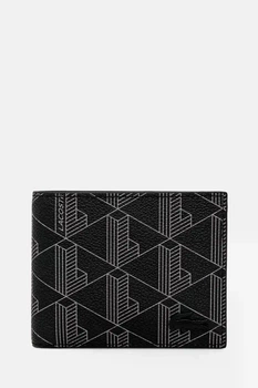 Мужской кошелек Lacoste черный с геометрическим узором WAL-LAC-001-BLK