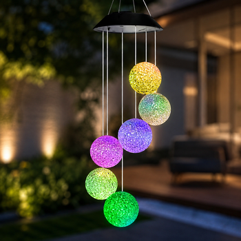 Садовая подвесная лампа с 6 LED шарами MULTI / Лампа на солнечной батарее / Декоративные фонарики Музыка ветраСадовая подвесная лампа с 6 LED шарами MULTI / Лампа на солнечной батарее / Декоративные ф