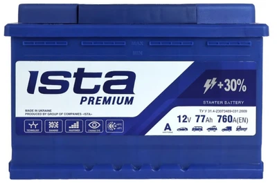 Автомобільний акумулятор ISTA Premium 77Ah 760A R+ (5774604209)
