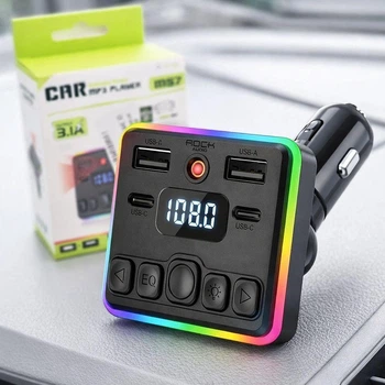 Автомобильный FM-модулятор MOD MS7 с USB и Type-C зарядкой FM-трансмиттер 10466