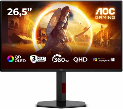 Монітор 26.5" AOC Q27G4SDR (Q27G4SDR) QD-OLED 360Hz 2560x1440 Black