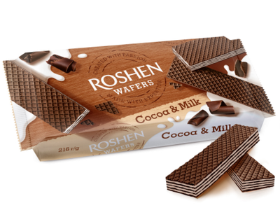 Вафли WAFERS какао - молоко, 216г. Roshen
