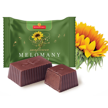 Цукерки «Melomany Praline» пралінова начинка з халвою та рисовими кульками в темній глазурі, вагові 100 г