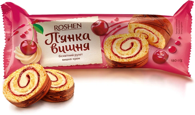 Рошен Рулет Пьяна вишня бисквитный со вкусом вишни 180 г