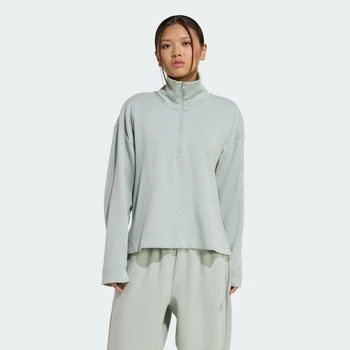 Женская спортивная кофта ALL SZN Soft Lux Quarter-Zip adidas KA7030 (XL) зеленый (4068822357777)
