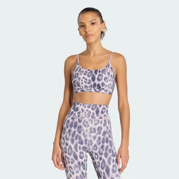 Женское бра Optime Essentials Workout Leopard Light Support adidas KA6345 (XL) фиолетовый (4068822084307)