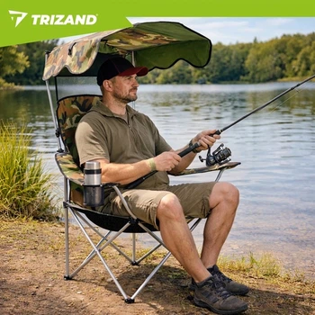 Посилене складане крісло Trizand 27518 PANAMA для риболовлі та кемпінгу з навісом і москітною сіткою