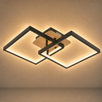Люстра стельова світлодіодна VALESO DK6589-2 LED 41W Чорний+Дерево