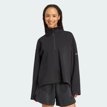 Женская спортивная кофта ALL SZN Soft Lux Quarter-Zip adidas JM1659 (XS) черный (4068808512619)