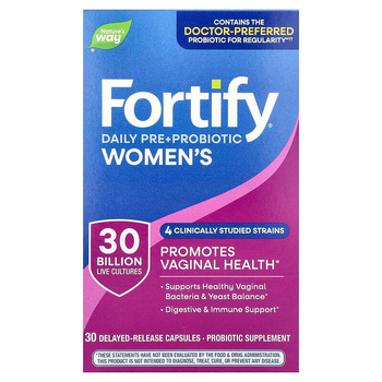 Жіночі пробіотики + пребіотики Nature's Way "Fortify" щоденний догляд для жінок, 30 мільярдів КУО / 10 штамів (30 капсул з затримкою вивільнення)