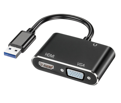 Перехідник USB на HDMI та VGA для підключення додаткового монітора 78215