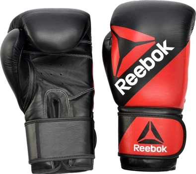 Боксерские перчатки Reebok Combat Leather Boxing Gloves черный, красный 10 унций (RSCB-10110RD-10)