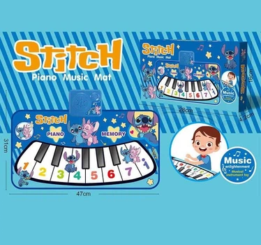 Музичний килимок-піаніно Stitch Disney, 7 клавіш, режими Piano і Memory, 47×31 см (TW6)