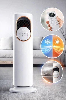 Підлоговий кондиціонер DOMOTEC MS 1630 3в1 мобільний кліматичний комплекс зволожувач повітря тепловентилятор охолоджувач повітря 3000 Вт підлоговий кондиціонер з пультом автообертанням резервуаром 4 л для дому офісу 30 м²