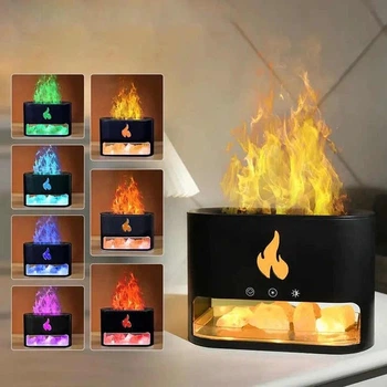 Портативний зволожувач повітря Kinscoter з ефектом полум’я аромадифузор humidifier з LED підсвіткою USB нічник для дому офісу спальні ультразвуковий дифузор з ароматизацією автоматичним вимкненням та холодним випаровуванням 180 мл