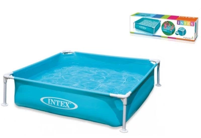 Квадратный каркасный бассейн Intex 57173 размером 122х122х30 см, объем: 337л, для детей от 3 лет, трехслойный материал, устойчивая конструкция, голубой