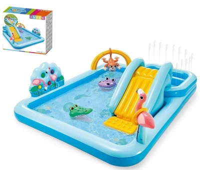 Надувной игровой центр Intex 57161 "Приключения в джунглях", из двух раздельных бассейнов, для детей от 3-х лет, 257х216х84 см, голубой
