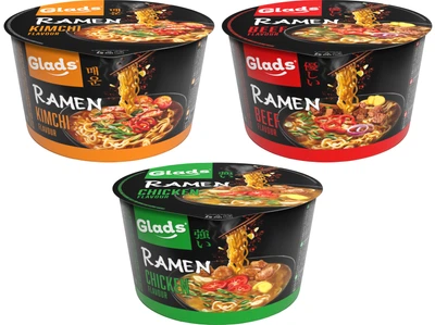 Набор лапши быстрого приготовления Glads Рамен Курица 105 г + Говядина 105 г + Кимчи 105 г (4820286440149)