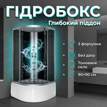 Душовий бокс Vivia 200х90x90см кутовий гідробокс піддон 42см гідромасажна кабіна напівкругла компактна