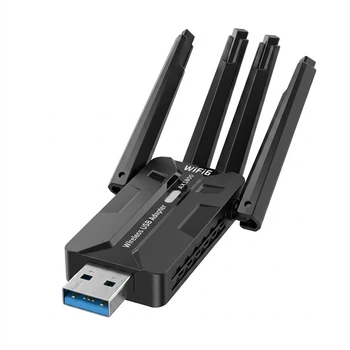 Адаптер Wi-Fi 2в1 2.4ГГц + 5ГГц USB 3.0 ресивер двохдіапазонний бездротовий для комп’ютера мережевий вай фай модуль 5G для пк та ноутбука з 4 антенами 1800 Мбіт/с чорний