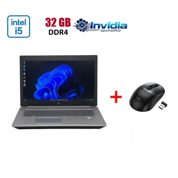 Мобильная рабочая станция Б-класс HP zBook 17 G5 / 17.3" (1920x1080) IPS / Intel Core i5-8400H (4 (8) ядра по 2.5 - 4.2 GHz) / 32 GB DDR4 / 480 GB SSD / nVidia Quadro P2000, 4 GB GDDR5, 128-bit / WebCam б/у + Подарок Беспроводная мышь HOCO GM28