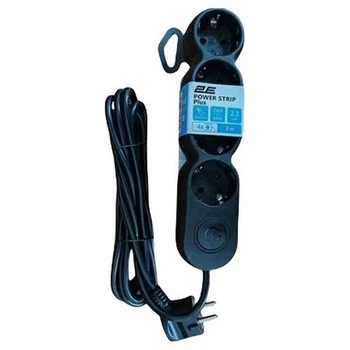 Сетевой удлинитель 2E 2E-U04VESM3BK, 3.0 м., Черный - 507395