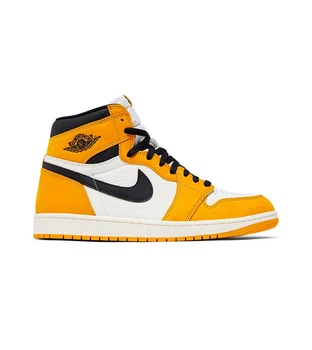Чоловічі шкіряні кросівки Jordan 1 Retro High OG DZ5485-701 високі білі з жовтим Розмір 43