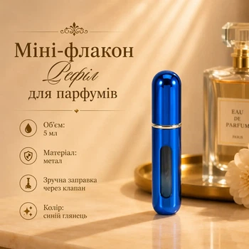 Мини-флакон Рефил для духов 5мл (синий глянец)