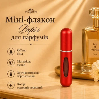 Мини-флакон Рефил для духов 5мл (матовый красный)