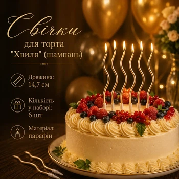 Свечи для торта "Волна" набор 6 шт. (шампань)