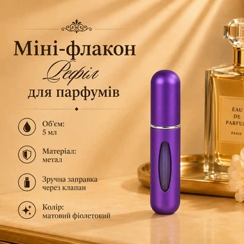 Мини-флакон Рефил для духов 5мл (матовый фиолетовый)