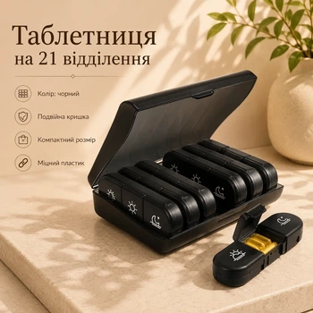 Таблетница на 21 отделение (черная)