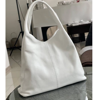 Сумка мешок женская из натуральной кожи Genuine leather 29480 белая