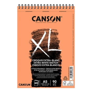 Альбом для эскизов на спирали XL EXTRA WHITE 90г/м2 белый цвет Canson