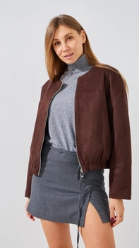 Куртка замшевая однотонная женская GENUA G01103-0012 XL Коричневый shop (2000999413384)