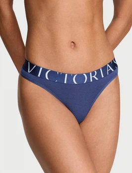Жіночі трусики стрінги Victoria's Secret Exploded Logo Cotton Thong Panty S (Синій)