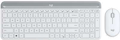 Беспроводная клавиатура и мышь Logitech Fashion Series MK470, ультратонкий, полноразмерный, цвет «Пионовый белый», с беспроводным приемником 2,4 ГГц.