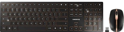 Беспроводная клавиатура и мышь CHERRY DW9100, Bluetooth, двухрежимная клавиатура и мышь, компьютерная клавиатура, офисное и деловое использование, ультратонкая клавиатура SX с ножничным механизмом, перезаряжаемая, черная модель.